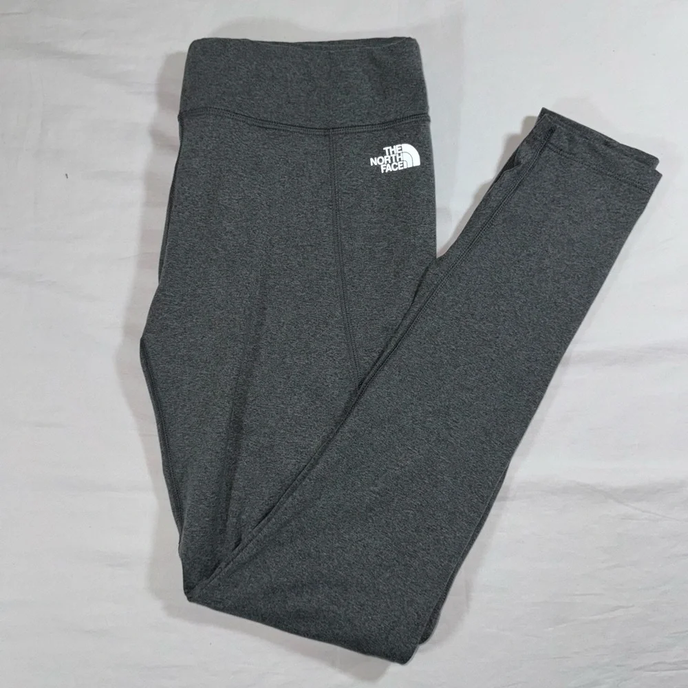 The North Face Womens Grey Heather Ruched Calf‎ Activewear Leggings Size Large